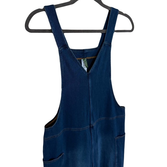 Halara Flex Denim Wide Leg Jumpsuit Overalls Women's XS Dark Wash NEW - Picture 4 of 6